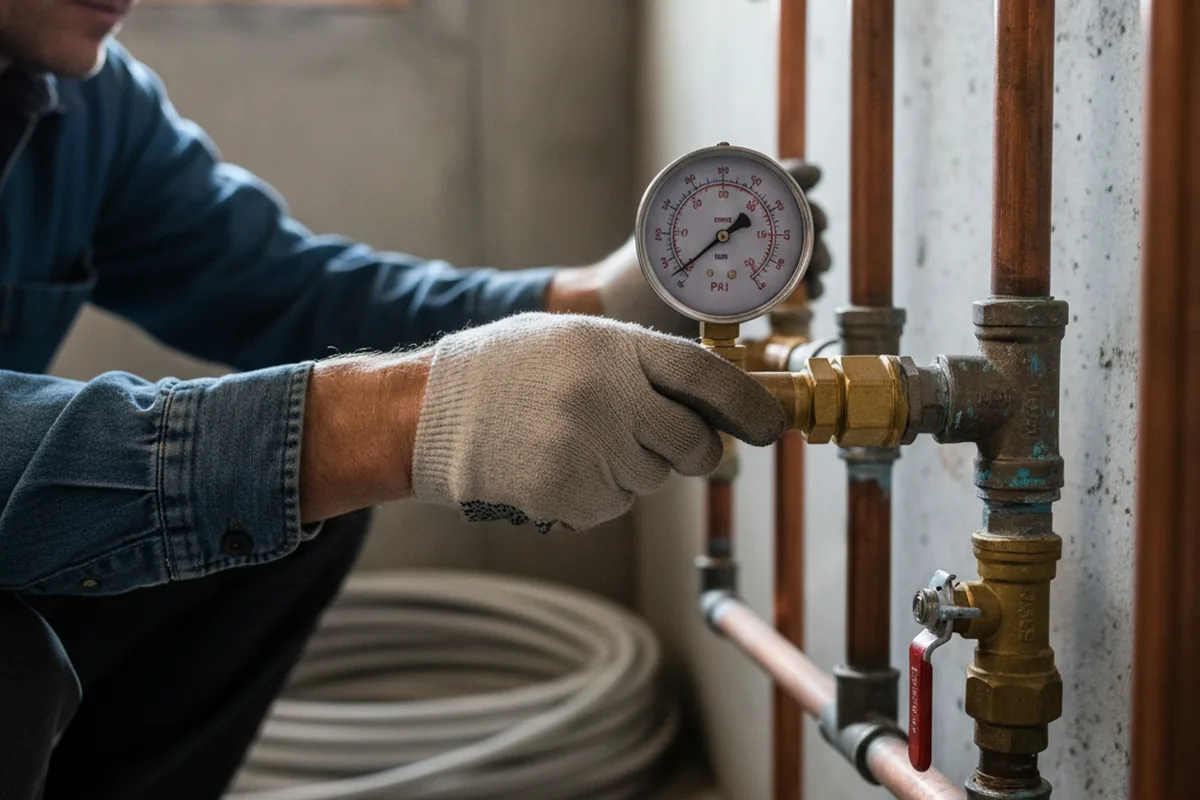 Pressure testing a repaired line during Water Line Repair in Garibaldi